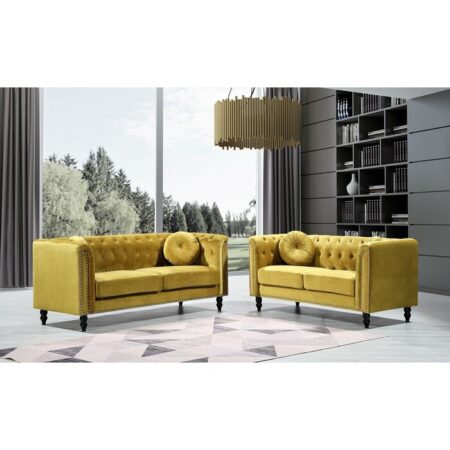 Haag Velvet 2 Piece 5 Seater Living Room Furniture Set