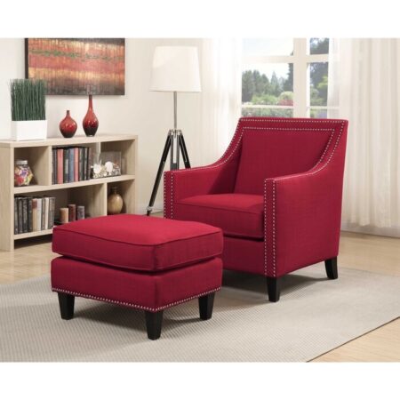 Rotterdam Armchair & Ottoman Red
