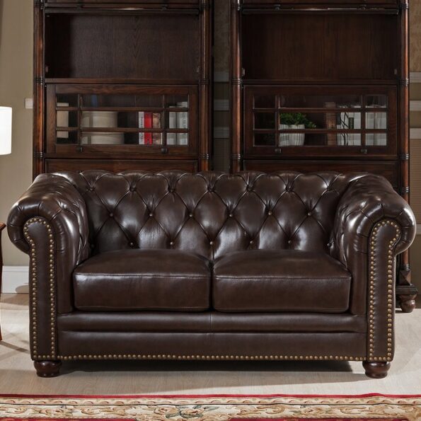 Brittany+Leather+Chesterfield+Loveseat