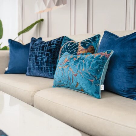 Makstuffins Blue-Velvet Pillows-Set of 5